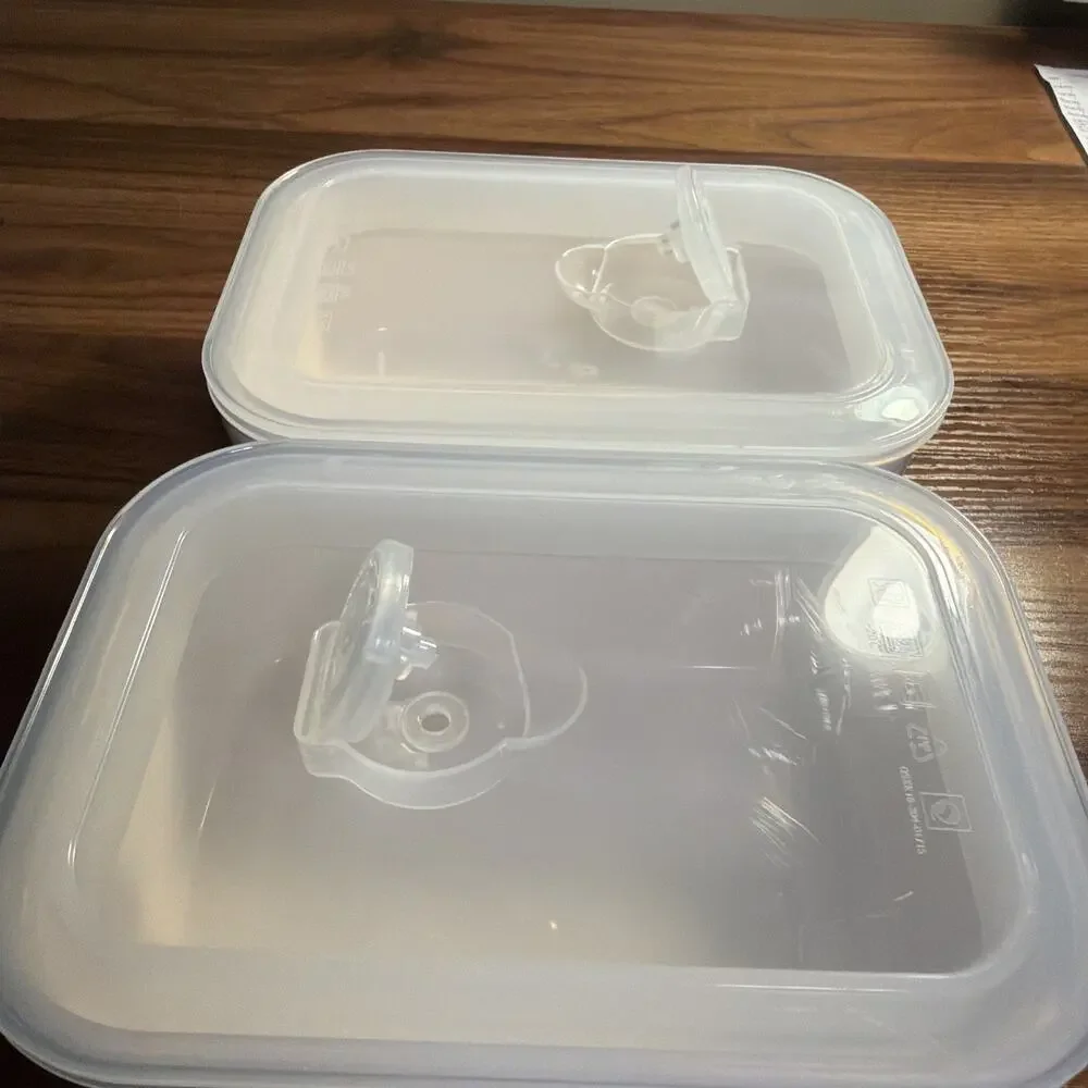 Rae Dunn 2 pieces Lunch & Delish Ceramic Containers Set with Vented Lid